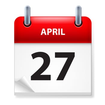 Twenty-seventh in April Calendar icon on white background