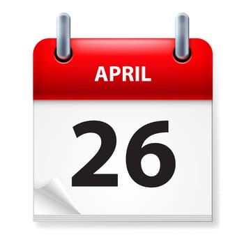 Twenty-Sixth in April Calendar icon on white background