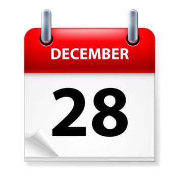 Twenty-eighth in December Calendar icon on white background