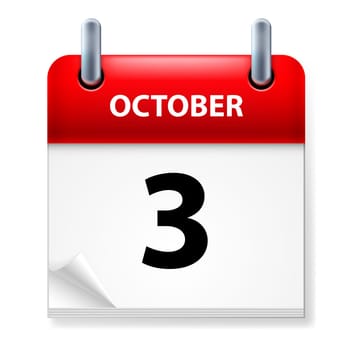 Third October in Calendar icon on white background