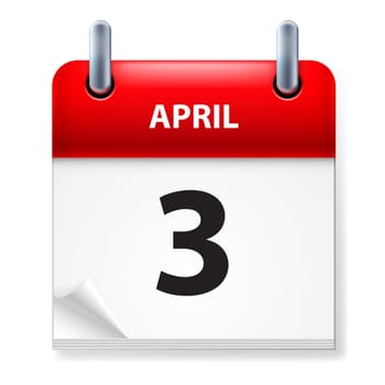 Third in April Calendar icon on white background