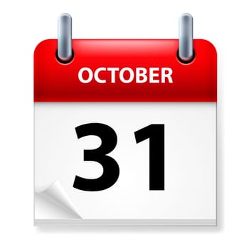 Thirty-first October in Calendar icon on white background