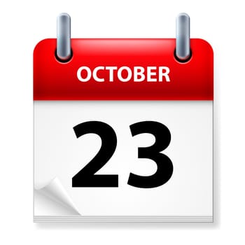 Twenty-third October in Calendar icon on white background