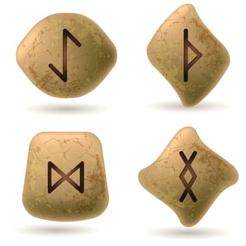 Runes Engraved on Stone. Set number two on white