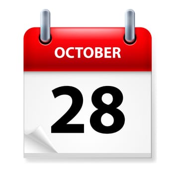 Twenty-eighth October in Calendar icon on white background