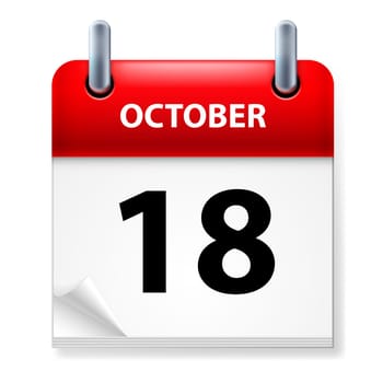 Eighteenth October in Calendar icon on white background