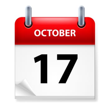 Seventeenth October in Calendar icon on white background