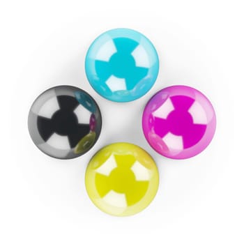 3D CMYK drops - top view