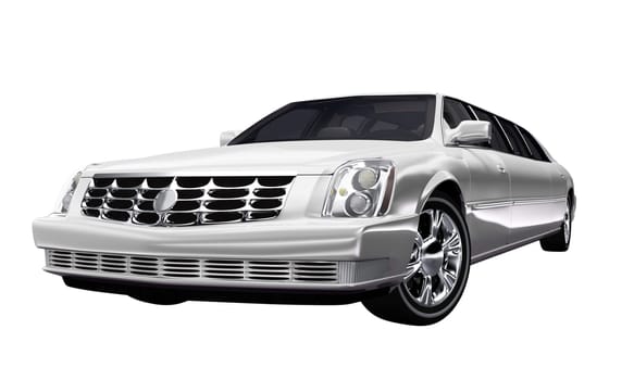 Stretch Limousine White - Isolated