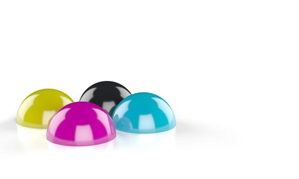 3D CMYK drops on white 2