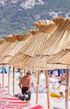Beach umbrella on the beach