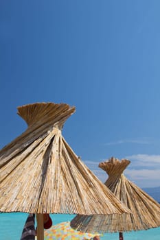 Beach umbrella on the beach