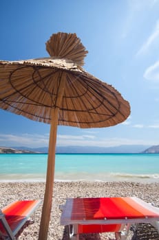 Beach umbrella on the beach