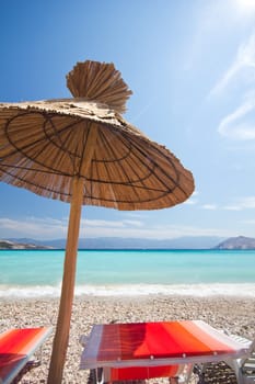 Beach umbrella on the beach