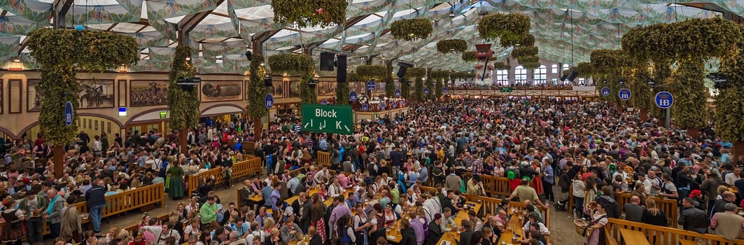 The HB beer tent at the Munich Oktoberfest
