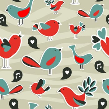 Fresh social birds communication with speech bubble seamless pattern. Vector file layered for easy manipulation and custom coloring.