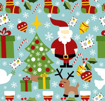 Santa Christmas seamless pattern. Vector illustration layered for easy manipulation and custom coloring.
