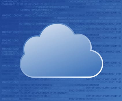 Cloud computing on binary code numbers background. Vector file layered for easy manipulation and custom coloring.