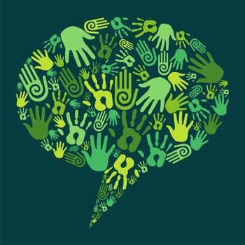 Go green human hands icons in social media bubble. Vector file layered for easy manipulation and custom coloring