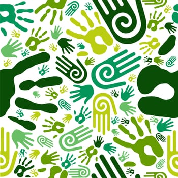 Go green human hands icons seamless pattern background. Vector file layered for easy manipulation and custom coloring