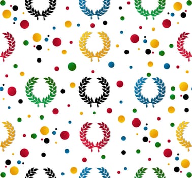 Colored laurel wreath and dots seamless pattern background. Vector illustration layered for easy manipulation and customisation.