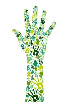 Go green concept: human hands icons composition isolated over white background. Vector file layered for easy manipulation and custom coloring