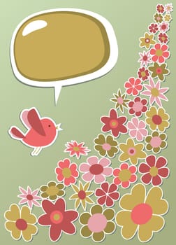 Fresh communication concept: bird with social media speech bubble. Vector file layered for easy manipulation and custom coloring.