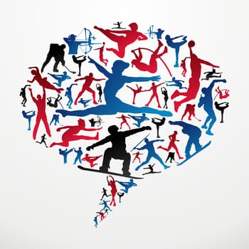 Action sports silhouettes in social media communication bubble shape. Vector file layered for easy manipulation and customisation.
