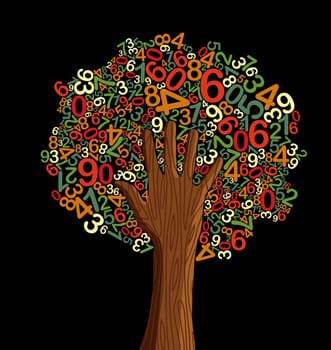 School education concept tree made with letters and human hand. Vector file layered for easy manipulation and custom coloring.