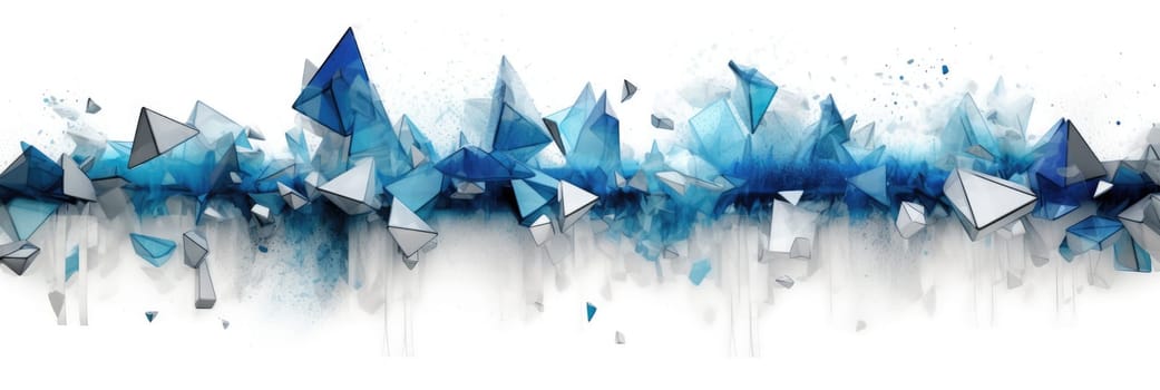 Abstract watercolor artwork mixed with buzzy geometric shapes for background of social media banner generative AI image