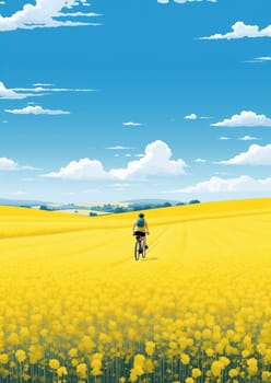 Blue cloud yellow plant agriculture farming spring outdoors season beautiful flower rural countryside summer meadow sky fields background country green rapeseed landscape crop nature