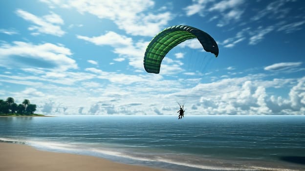 Wind man fly sea person nature leisure active air sky extreme kite summer blue beach action parachute adventure ocean sports