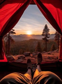 Landscape sunset nature vacation beauty tourism mountain lifestyle hill outdoors camp hiking sunrise tent leisure traveler sky adventure morning