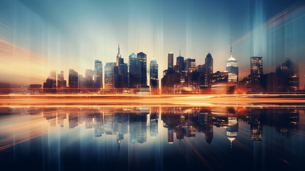 a highart image of a city skyline at night - business and modernity concept - AI generative
