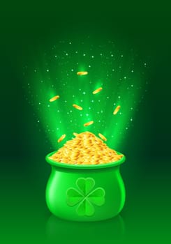 Illustration of pot with full of gold coins