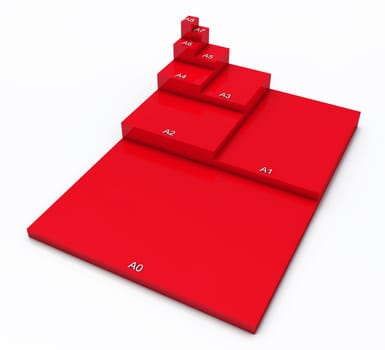 3D DIN Format Concept A0 to A8 - Red 01