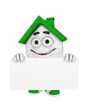 3D House with Billboard - Green