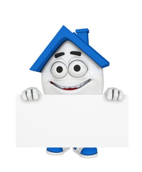 3D House with Billboard - Blue