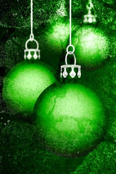 Christmas Baubles Background - Grunge Green