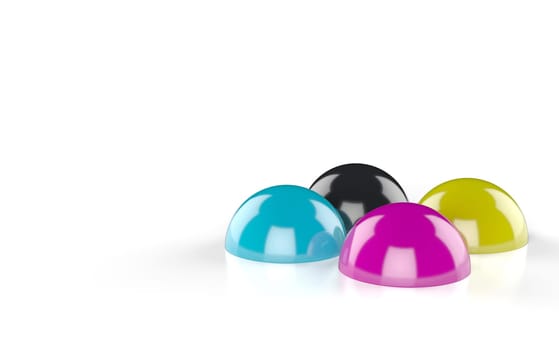 3D CMYK drops on white 5