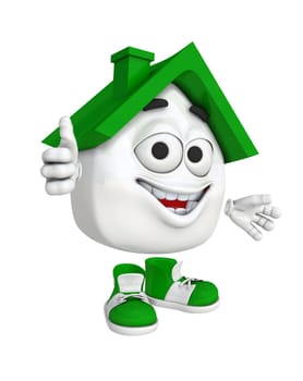 Small 3D House Red - Thumb Green