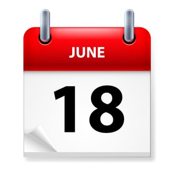 Eighteenth June in Calendar icon on white background