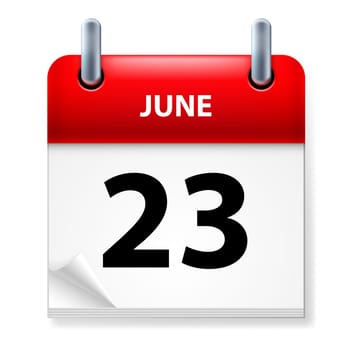 Twenty-third June in Calendar icon on white background