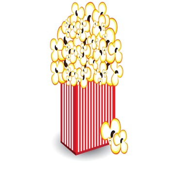 Illustration of a bucket of popcorn, a designer on a white background