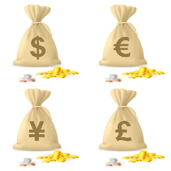Set of Money Bags. Illustration on white background