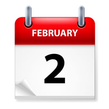 Second February in Calendar icon on white background