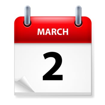 Second March in Calendar icon on white background