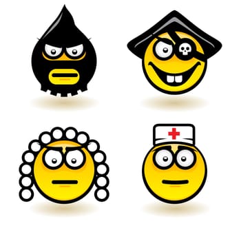 Four cartoon of emotions.  Illustration for design on white background