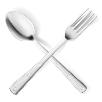 Cutlery spoon and fork.  Illustrations on white background for design