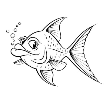 Cartoon drawing fish. Illustration for design on white background